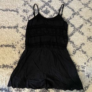 Dance & Marvel - Black Crochet & Eyelet Romper - Medium